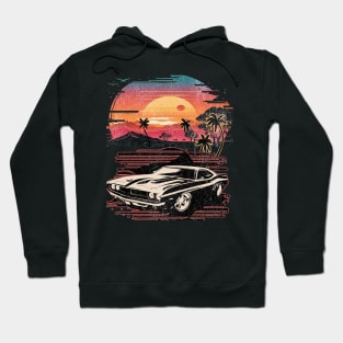 Let's Live Motivational Cool Muscle Car lover Hot Road, Racing Vintage 70s Fast Car Rally Racing Lover Gifts Hoodie